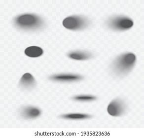 Vector soft shadow effect set isolated on transparent background. Shadows with soft edges realistic illustration