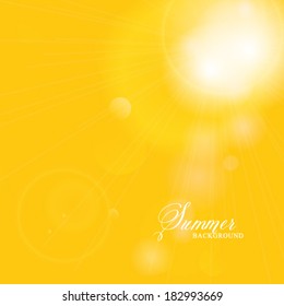 Vector soft summer background with a magnificent summer sun burst with lens flare.