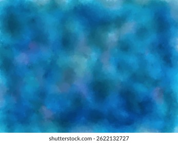 Vector Soft Watercolor Malachite Pattern in Ocean Blue. Abstract blue background with malachite-inspired texture featuring  mineral patterns and blended watercolor tones