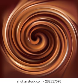Vector soft wonderful mixed deep hazel curvy swirling backdrop with space for text in center of funnel. Beautiful delicious volute fluid creamy surface
