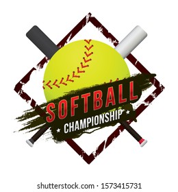 Vector of softball championship badge design. 