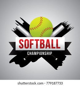 Vector of softball championship badge design. 