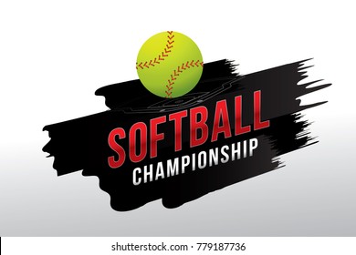 Vector of softball championship badge design. 