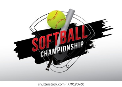 Vector of softball championship badge design. 