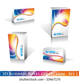 VECTOR Software or Generic Product 3D Boxes Icon set with reflections and shadows