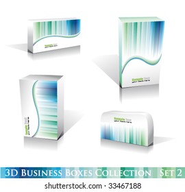 Software VETOR ou produto genérico caixas 3D Ícone conjunto com reflexos e sombras