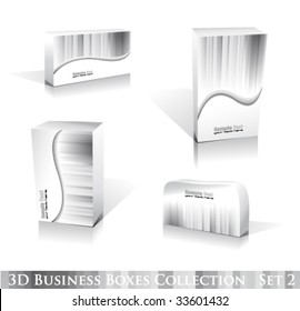 VECTOR Software or Generic Product 3D Boxes Icon set with reflections and shadows