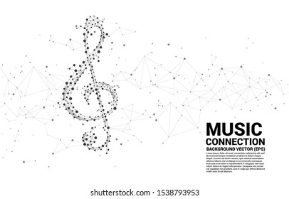 Vector sol music key note from dot connect line. Concept background for song and concert theme.