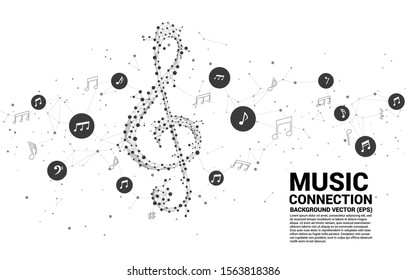 Vector sol music key note from dot connect line. Concept background for song and concert theme.