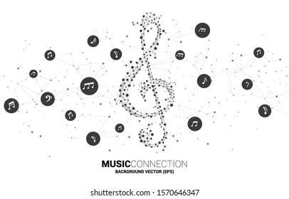 Vector sol music key note from dot connect line. Concept background for song and concert theme.