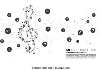 Vector sol music key note from dot connect line. Concept background for song and concert theme.