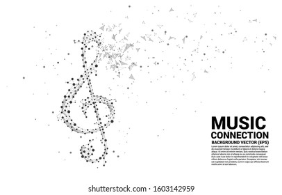 Vector sol music key note from dot connect line. Concept background for song and concert theme.