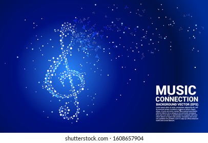 Vector Sol Music Key Note From Dot Connect Line. Concept Background For Song And Concert Theme.