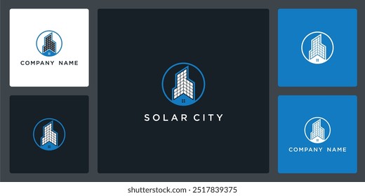 Vector of solar city icon and logo design template