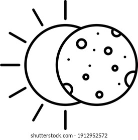 Vector Solar Eclipse Outline Icon Design

