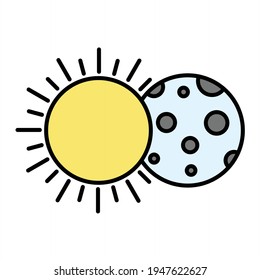 Vector Solar Eclipse Outline Icon Design
