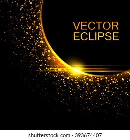 Vector solar eclipse.Sun eclipse in space background. Vector eclipse backdrop.Cosmic background.