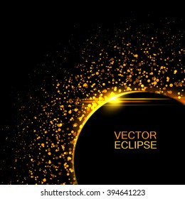 Vector solar eclipse.Sun eclipse in space background. Vector eclipse backdrop.Cosmic background.