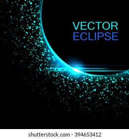 Vector solar eclipse.Sun eclipse in space background. Vector eclipse backdrop.Cosmic background.
