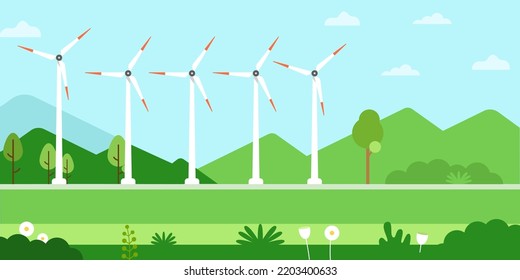 Presentación de la empresa de energía solar vectorial, banner, tecnología ecológica alternativa renovable, ilustración con energía solar y energía eólica ilustración