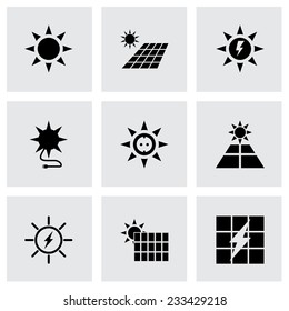 Vector solar energy icon set on grey background