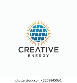 Vector solar energy logo design solar energy modern technology logo