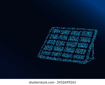 vector solar panel in a blue futuristic style, concept for renewable energy, green conservation and innovation