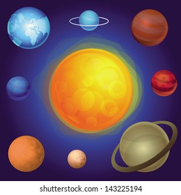 Vector solar  system concept - abstract icons