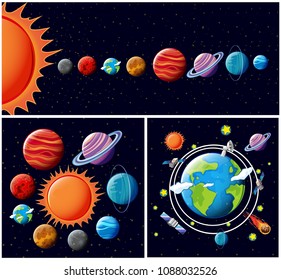 Un vector de la ilustración del sistema solar
