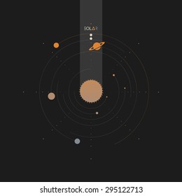 Vector Solar system on black bakground with solar logo