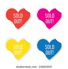 Vector - Sold out icon valentine heart stickers.  