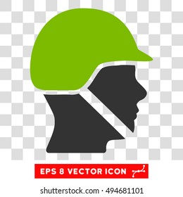 Vector Soldier Helmet EPS vector icon. Illustration style is flat iconic bicolor eco green and gray symbol on a transparent background.