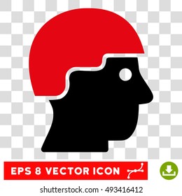 Vector Soldier Helmet EPS vector pictogram. Illustration style is flat iconic bicolor intensive red and black symbol on a transparent background.
