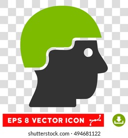 Vector Soldier Helmet EPS vector pictogram. Illustration style is flat iconic bicolor eco green and gray symbol on a transparent background.