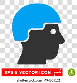 Vector Soldier Helmet EPS vector pictograph. Illustration style is flat iconic bicolor blue and gray symbol on a transparent background.