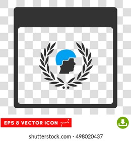 Vector Soldier Laurel Wreath Calendar Page EPS vector pictogram. Illustration style is flat iconic bicolor blue and gray symbol on a transparent background.
