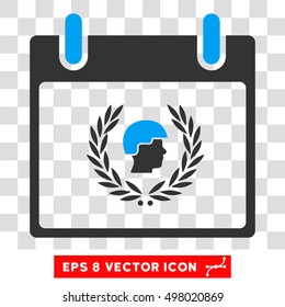 Vector Soldier Laurel Wreath Calendar Day EPS vector pictograph. Illustration style is flat iconic bicolor blue and gray symbol on a transparent background.