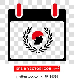 Vector Soldier Laurel Wreath Calendar Day EPS vector pictogram. Illustration style is flat iconic bicolor intensive red and black symbol on a transparent background.