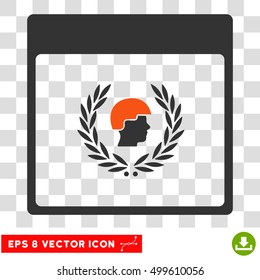 Vector Soldier Laurel Wreath Calendar Page EPS vector pictogram. Illustration style is flat iconic bicolor orange and gray symbol on a transparent background.