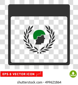 Vector Soldier Laurel Wreath Calendar Page EPS vector pictogram. Illustration style is flat iconic bicolor green and gray symbol on a transparent background.