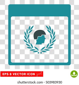 Vector Soldier Laurel Wreath Calendar Page EPS vector icon. Illustration style is flat iconic bicolor soft blue symbol on a transparent background.