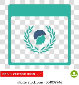 Vector Soldier Laurel Wreath Calendar Page EPS vector pictogram. Illustration style is flat iconic bicolor cobalt and cyan symbol on a transparent background.