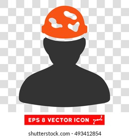 Vector Soldier under Spotted Helmet EPS vector pictograph. Illustration style is flat iconic bicolor orange and gray symbol on a transparent background.