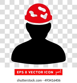 Vector Soldier under Spotted Helmet EPS vector pictograph. Illustration style is flat iconic bicolor intensive red and black symbol on a transparent background.