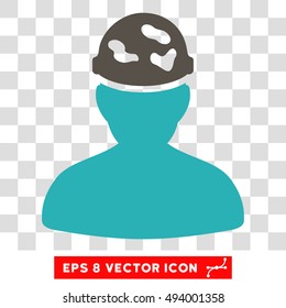 Vector Soldier under Spotted Helmet EPS vector icon. Illustration style is flat iconic bicolor grey and cyan symbol on a transparent background.