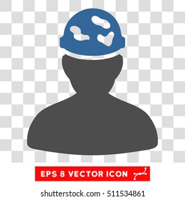 Vector Soldier under Spotted Helmet EPS vector pictograph. Illustration style is flat iconic bicolor cobalt and gray symbol on a transparent background.