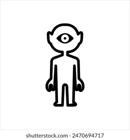 Vector solid black icon for alien
