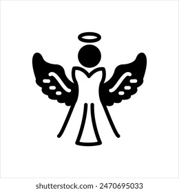 Vector solid black icon for angel