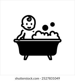Icono negro sólido de Vector para el baño del bebé
