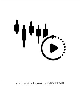 Vector solid black icon for bar replay